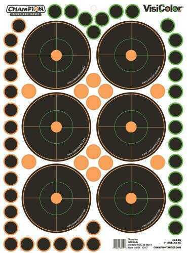Champion Targets 46135 VisiColor Adhesive 3" Bullseye 5PK